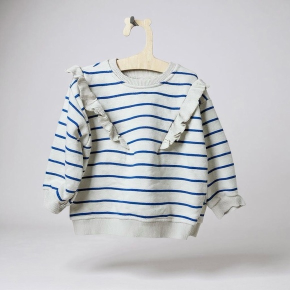 [KID] ZARA Toddler Sweater 9-12M Stripe Ruffle Pullover - Picture 2 of 8